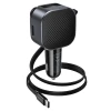 Автозарядка HOCO E167 USB A + USB C QC3.0 PD 45W зі згортаючим кабелем і FM-трансмітером Black (6942007685955)