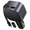 Автозарядка HOCO Z68 USB A + USB C QC3.0 PD 45W зі згортаючим кабелем USB C Black (6942007685962)