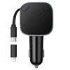 Автозарядка HOCO Z68 USB A + USB C QC3.0 PD 45W зі згортаючим кабелем USB C Black (6942007685962)