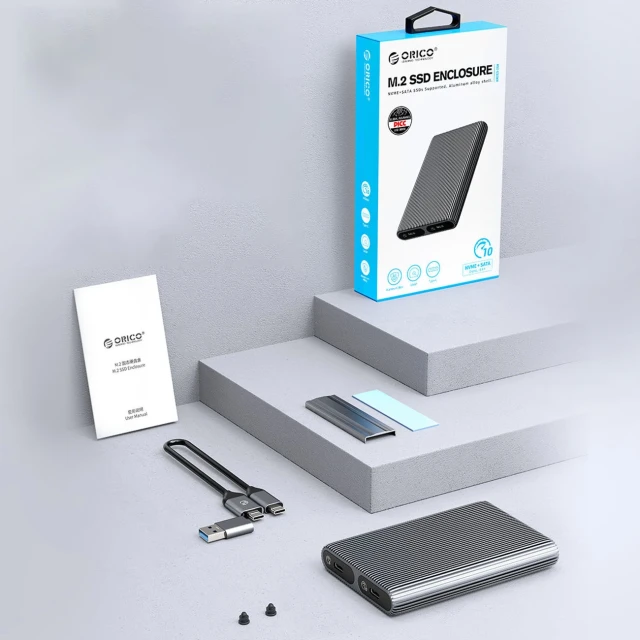 Корпус диска подвійний Orico AM2C3-2SN M.2 SATA+NVME USB-C 3.2 (6942227137661)