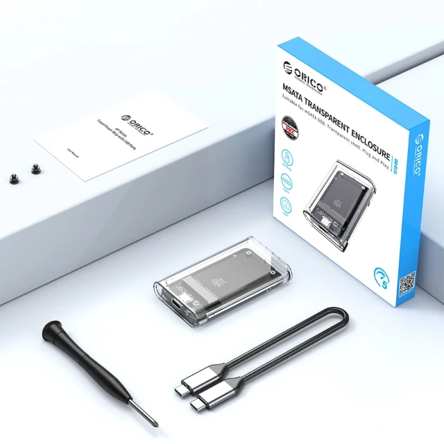 Карман для диска Orico TC10-MS MSATA USB-C 3.2 5Gb/s Transparent (6942227137777)