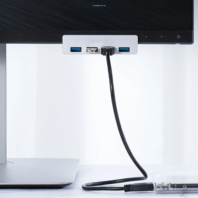 USB Hub Orico MH4PU 4x USB-A 3.0 Clamp Mount Silver (6942227137982)
