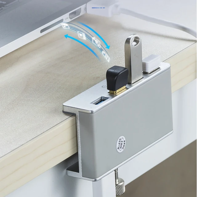 USB Hub Orico MH4PU 4x USB-A 3.0 Clamp Mount Silver (6942227137982)