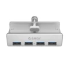 USB Hub Orico MH4PU 4x USB-A 3.0 Clamp Mount Silver (6942227137982)