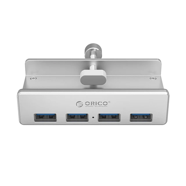 USB Hub Orico MH4PU 4x USB-A 3.0 Clamp Mount Silver (6942227137982)