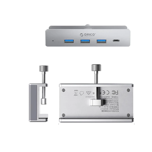 Hub Orico MH4PC монтируемый на зажим USB-C 3xUSB-A 3.0 1xUSB-C 3.0 Silver (6942227138002)