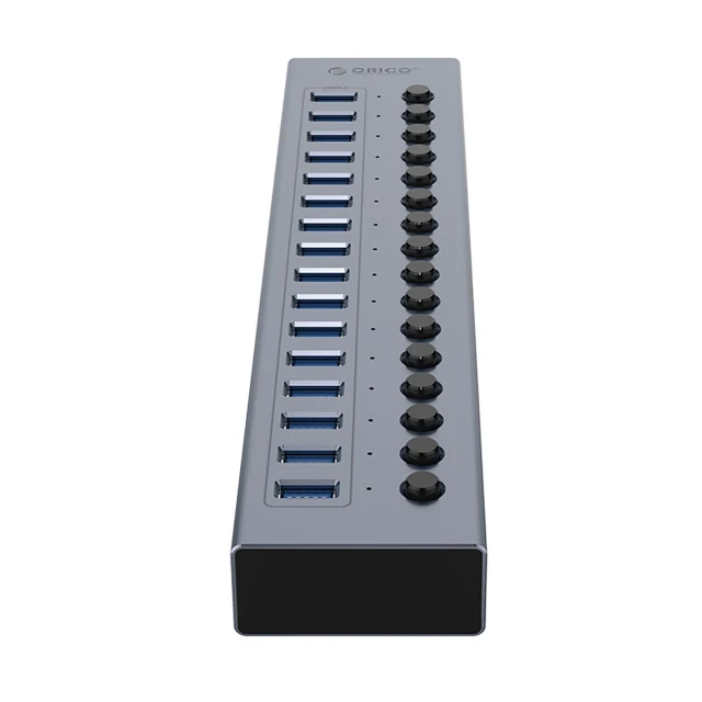 Хаб Orico BT2U3-16AB 16x USB-A 3.0 з вимикачами Gray (6942227138064)
