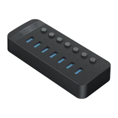 Hub USB Orico CT2U3-7AB 7x USB-A 3.0 с выключателями Black (6942227138071)