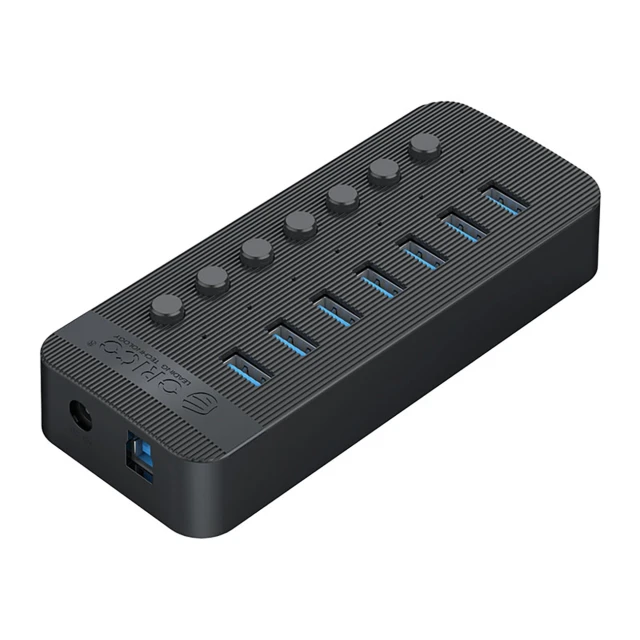 Hub USB Orico CT2U3-7AB 7x USB-A 3.0 з вимикачами Black (6942227138071)