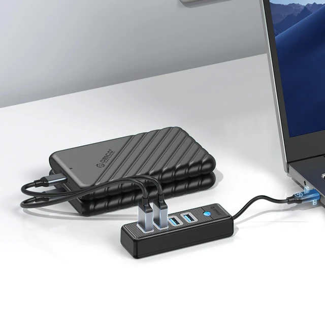 USB Hub Orico PW4U-C3 USB-C 4x USB-A 3.0 Black (6942227138156)