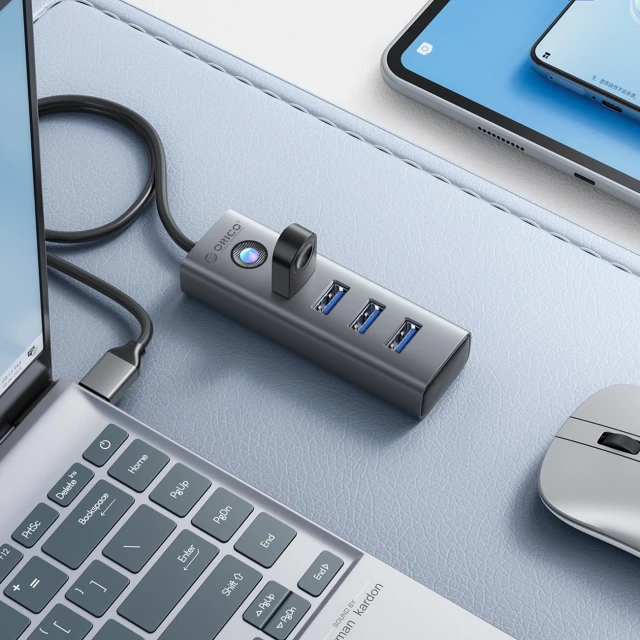 USB Hub Orico PDD4U-U3 4x USB-A 3.0 Gray (6942227138187)