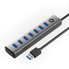 USB Hub Orico CL7U-U3 7x USB-A 3.0 + USB-C 5V/3A 1m Gray (6942227138194)