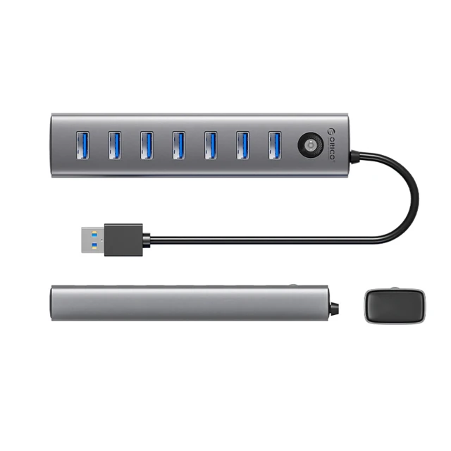 USB Hub Orico CL7U-U3 7x USB-A 3.0 + USB-C 5V/3A 1m Gray (6942227138194)