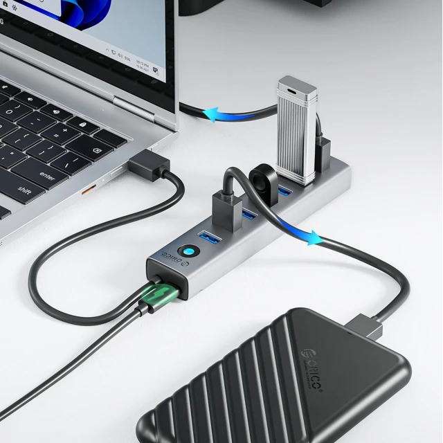 USB Hub Orico CL7U-U3 7x USB-A 3.0 + USB-C 5V/3A 1m Gray (6942227138194)
