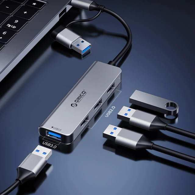 Hub USB-C Orico YSB4-U2 док-станція 2xUSB-A 2.0 1xUSB-A 3.0 1xUSB-C 2.0 1xUSB-C Gray (6942227138262)
