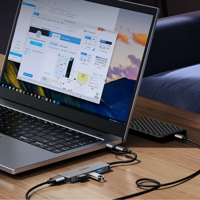 Hub USB-C Orico YSB4-U2 док-станція 2xUSB-A 2.0 1xUSB-A 3.0 1xUSB-C 2.0 1xUSB-C Gray (6942227138262)