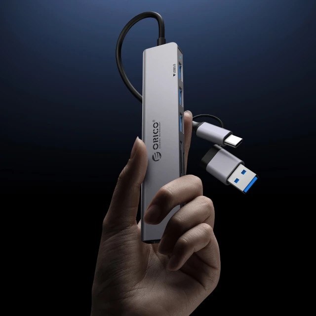 Hub USB-C Orico YSB4-U2 док-станція 2xUSB-A 2.0 1xUSB-A 3.0 1xUSB-C 2.0 1xUSB-C Gray (6942227138262)