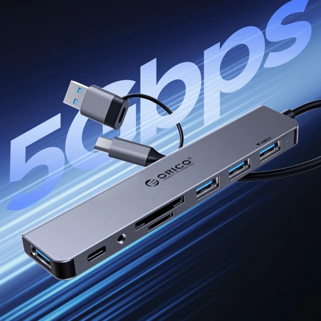 Hub USB-C Orico YSB4-U2 док-станція 2xUSB-A 2.0 1xUSB-A 3.0 1xUSB-C 2.0 1xUSB-C Gray (6942227138262)