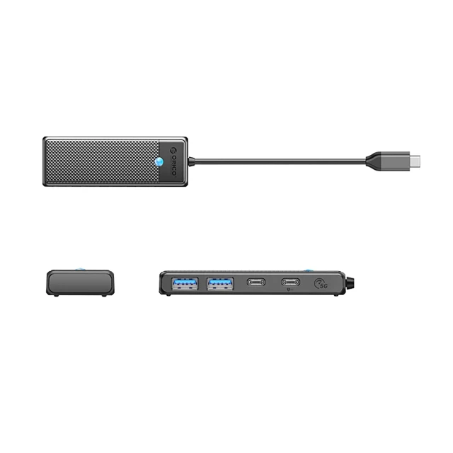 USB Hub Orico PAPW2AC-C3 2x USB-A 3.0 + 2x USB-C 3.0 Black (6942227138316)