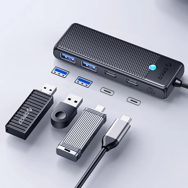 USB Hub Orico PAPW2AC-C3 2x USB-A 3.0 + 2x USB-C 3.0 Black (6942227138316)