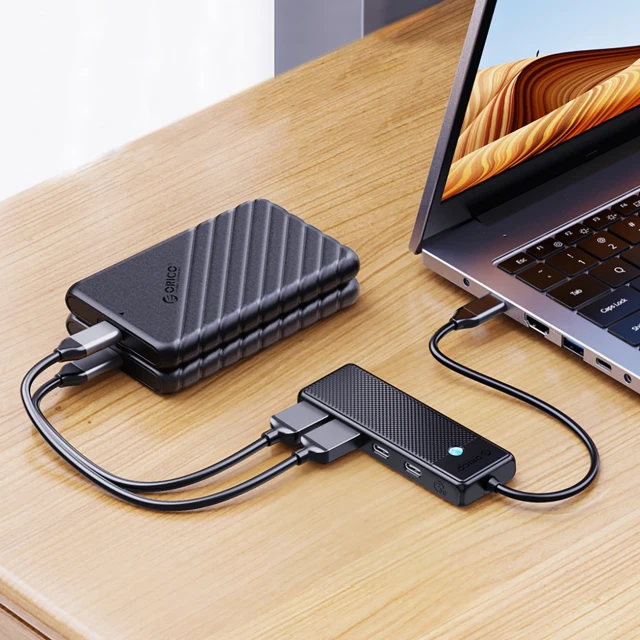 USB Hub Orico PAPW2AC-C3 2x USB-A 3.0 + 2x USB-C 3.0 Black (6942227138316)
