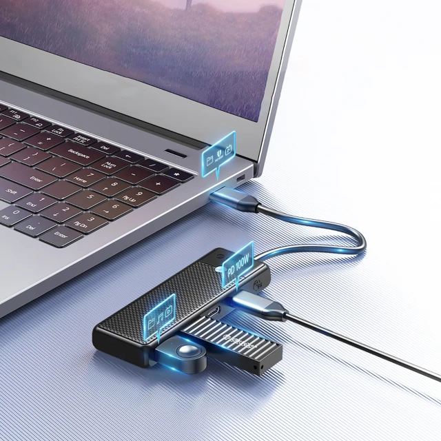 USB Hub Orico PAPW2AC-C3 2x USB-A 3.0 + 2x USB-C 3.0 Black (6942227138316)