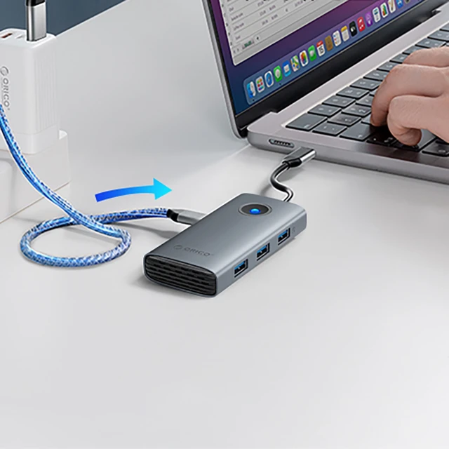 Hub USB-C Orico PW11-6P док-станція 3xUSB-A 3.0 1xUSB-C 2.0 1xHDMI Gray (6942227138330)