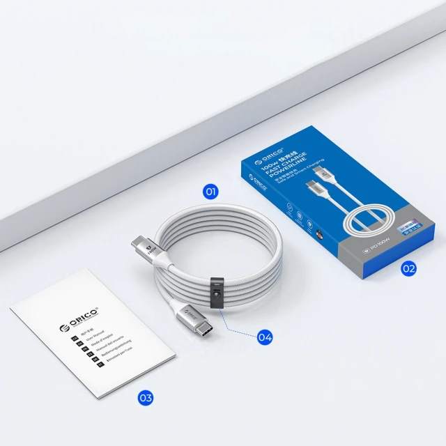 Кабель Orico CDX USB-C to USB-C 100W 5A 1m White (6942227138569)