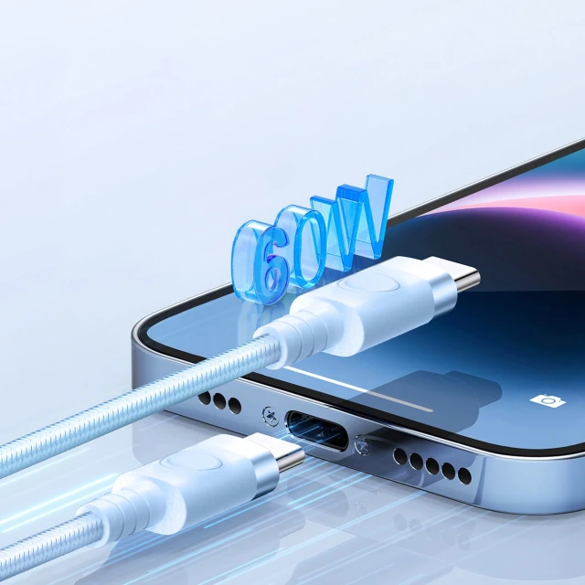 Кабель Orico CDX USB-C - USB-C 60W 3A 1м Blue (6942227138576)