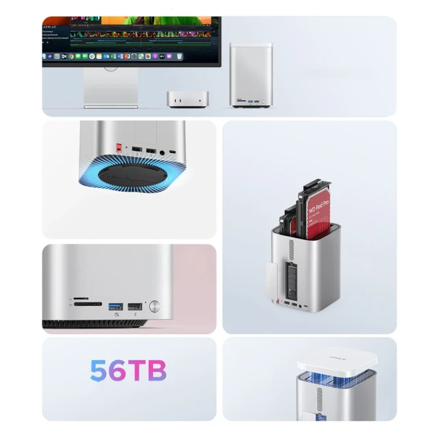 Станция докирования Orico MiniTower для жестких дисков 56TB Silver (6942227173263)