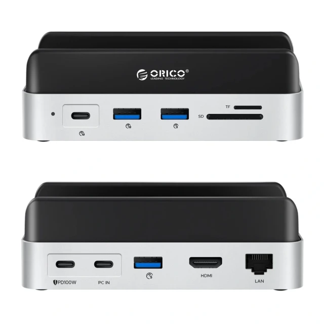 Докстанція Orico MiniDock 10в1 з кишенею для SSD Silver (6942227173270)
