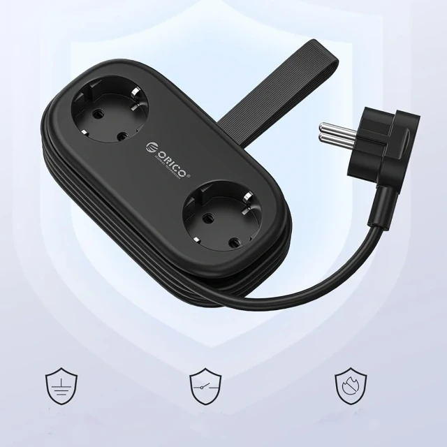 Розетка електрична Orico AP3 20W GaN 2x AC + 2x USB-A + 1x USB-C Black (6942227174512)