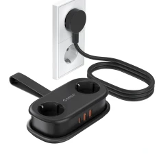 Розетка електрична Orico AP3 20W GaN 2x AC + 2x USB-A + 1x USB-C Black (6942227174512)
