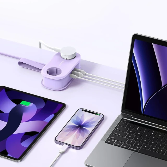 Мережева розетка Orico AP3 20W GaN 5в1 2xAC+2xUSB-A+1xUSB-C Purple (6942227174543)