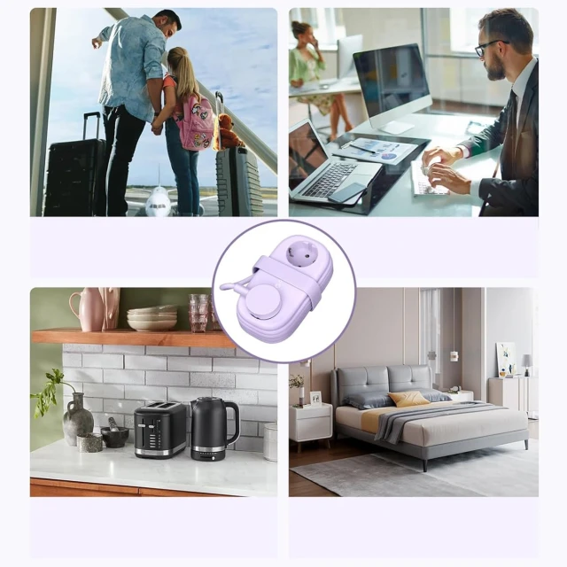 Мережева розетка Orico AP3 20W GaN 5в1 2xAC+2xUSB-A+1xUSB-C Purple (6942227174543)