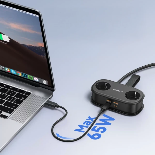 Смарт-розетка Orico AP3 65W GaN 6в1 2xAC+2xUSB-A+2xUSB-C Black (6942227174550)