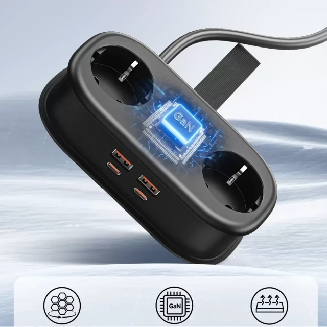 Смарт-розетка Orico AP3 65W GaN 6в1 2xAC+2xUSB-A+2xUSB-C Black (6942227174550)