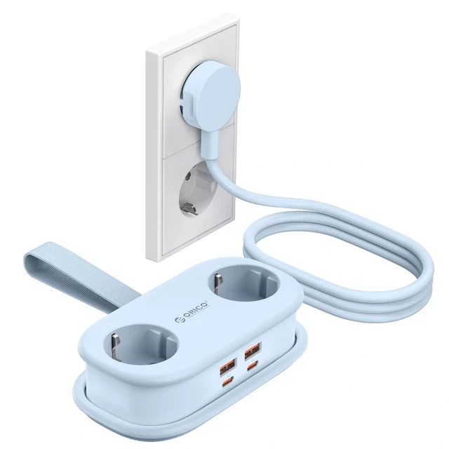 Розетка живлення Orico AP3 65W GaN 6в1 2x AC 2x USB-A 2x USB-C Blue (6942227174574)