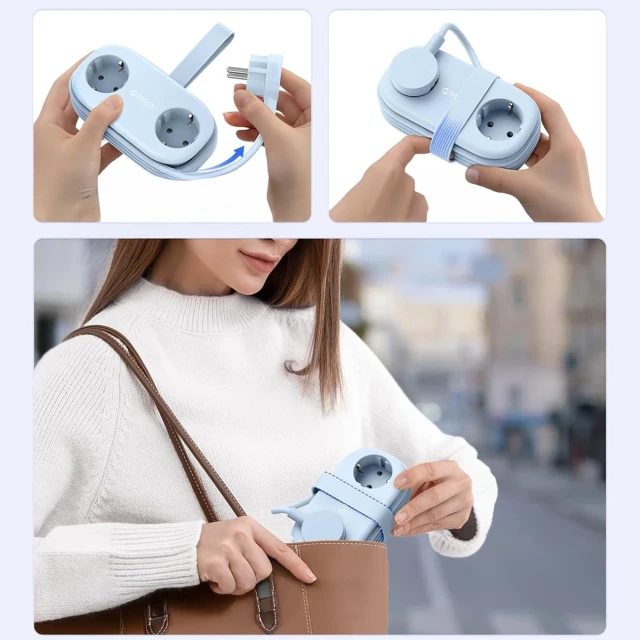 Розетка живлення Orico AP3 65W GaN 6в1 2x AC 2x USB-A 2x USB-C Blue (6942227174574)