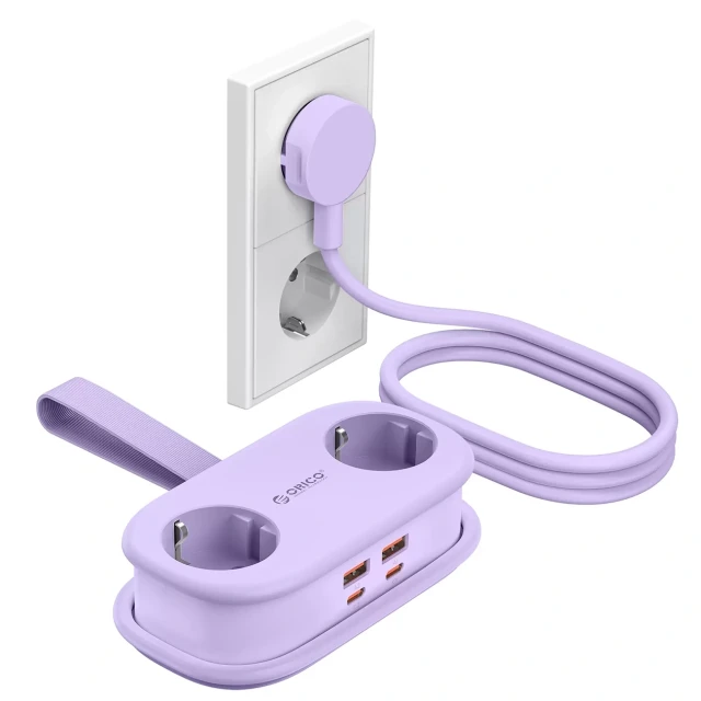 Мережева розетка Orico AP3 65W GaN 6в1 2xAC+2xUSB-A+2xUSB-C Purple (6942227174581)