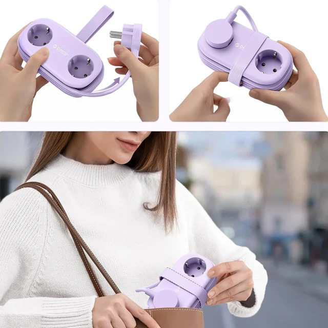 Мережева розетка Orico AP3 65W GaN 6в1 2xAC+2xUSB-A+2xUSB-C Purple (6942227174581)