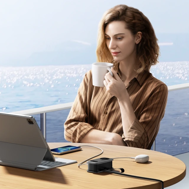 Розетка Orico APP 15.5W 5в1 2x AC + 2x USB-A + 1x USB-C Black (6942227174598)