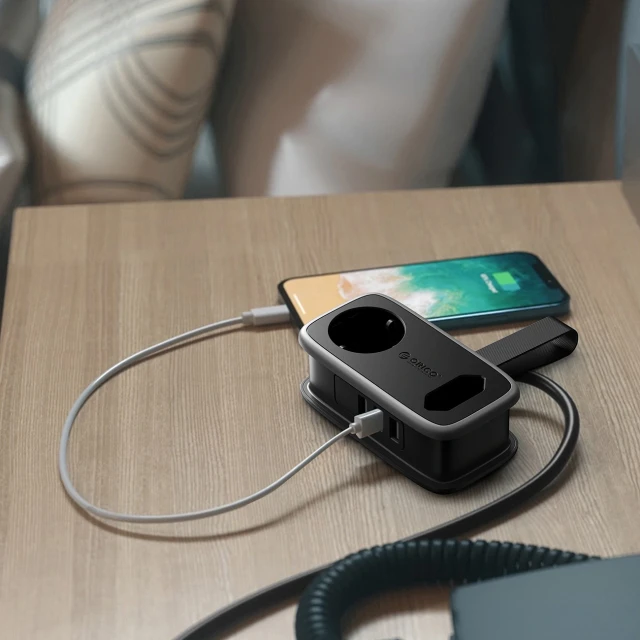 Розетка Orico APP 15.5W 5в1 2x AC + 2x USB-A + 1x USB-C Black (6942227174598)