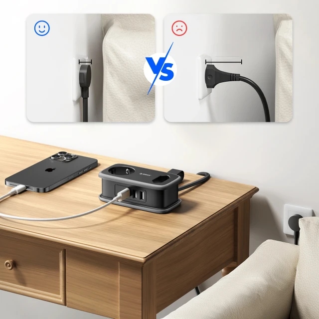 Розетка Orico APP 15.5W 5в1 2x AC + 2x USB-A + 1x USB-C Black (6942227174598)