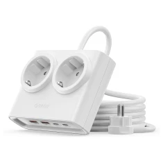 Розетка мережевої фільтр Orico PDC25 25W 6в1 2x AC 2x USB-A 2x USB-C White (6942227174628)