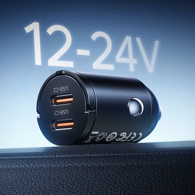 Зарядка автомобільна Orico MiniRing 30W 2x USB-C Black (6942227174680)