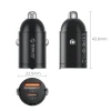 Автомобільна зарядка Orico MiniRing 30W USB-A + USB-C Black (6942227174697)
