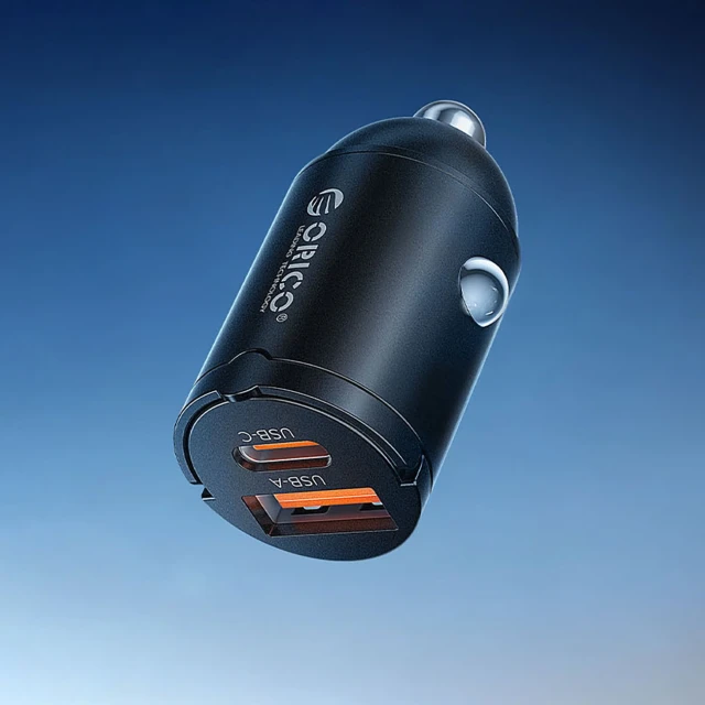 Автомобільна зарядка Orico MiniRing 30W USB-A + USB-C Black (6942227174697)