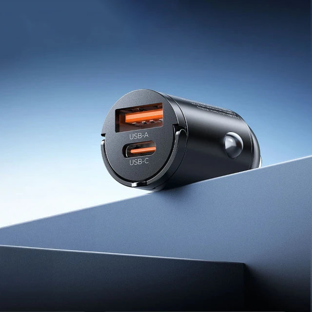 Автомобільна зарядка Orico MiniRing 30W USB-A + USB-C Black (6942227174697)