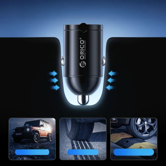 Автомобільна зарядка Orico MiniRing 30W USB-A + USB-C Black (6942227174697)